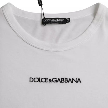 Бавовняний пуловер з круглим вирізом з білим логотипом Dolce &amp; Gabbana