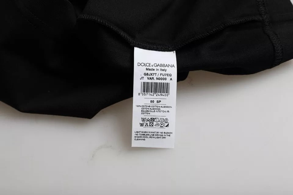 Чорна бавовняна футболка Dolce &amp; Gabbana з круглим вирізом і короткими рукавами