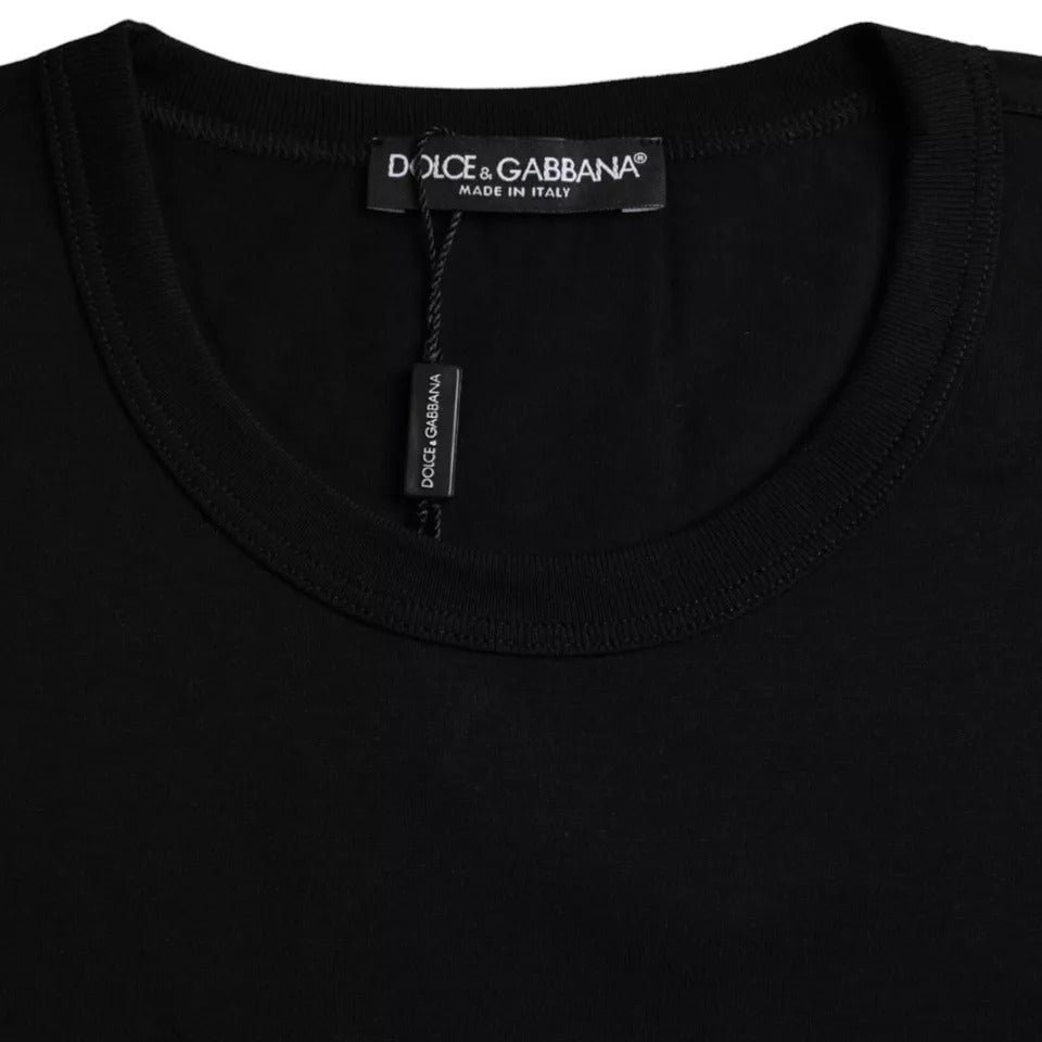 Чорна бавовняна футболка Dolce &amp; Gabbana з круглим вирізом і короткими рукавами