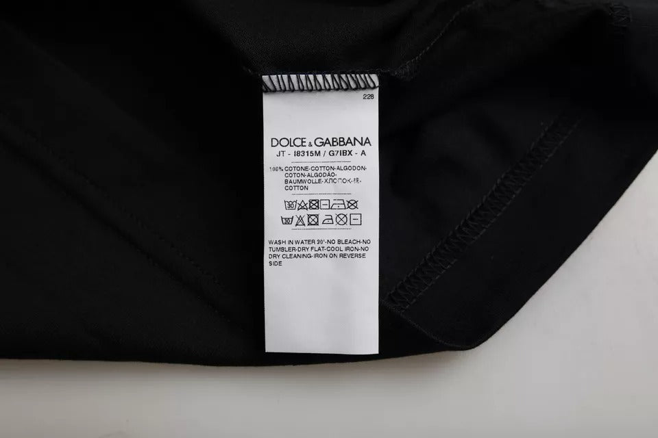 Чорна бавовняна чоловіча футболка Dolce &amp; Gabbana з круглим вирізом і короткими рукавами