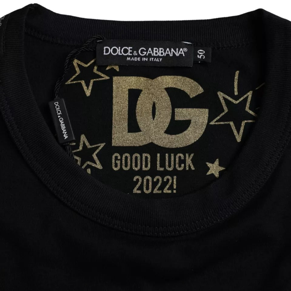Чорна бавовняна чоловіча футболка Dolce &amp; Gabbana з круглим вирізом і короткими рукавами