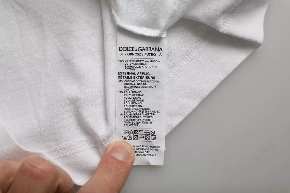 Чоловіча повсякденна футболка Dolce &amp; Gabbana з білої бавовни DG Applique