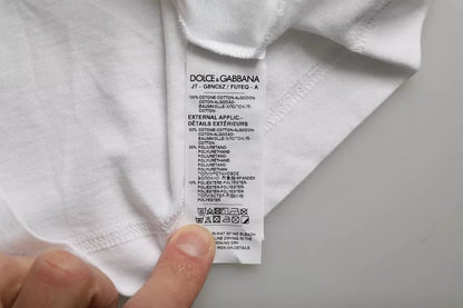 Чоловіча повсякденна футболка Dolce &amp; Gabbana з білої бавовни DG Applique