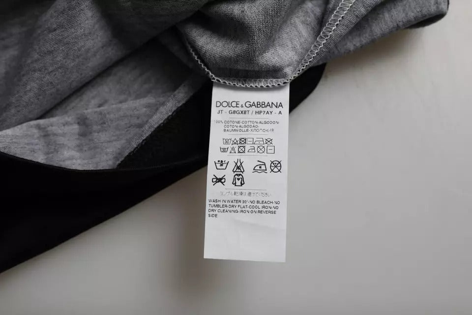 Чорно-біла бавовняна футболка з короткими рукавами Dolce &amp; Gabbana з джазовим принтом