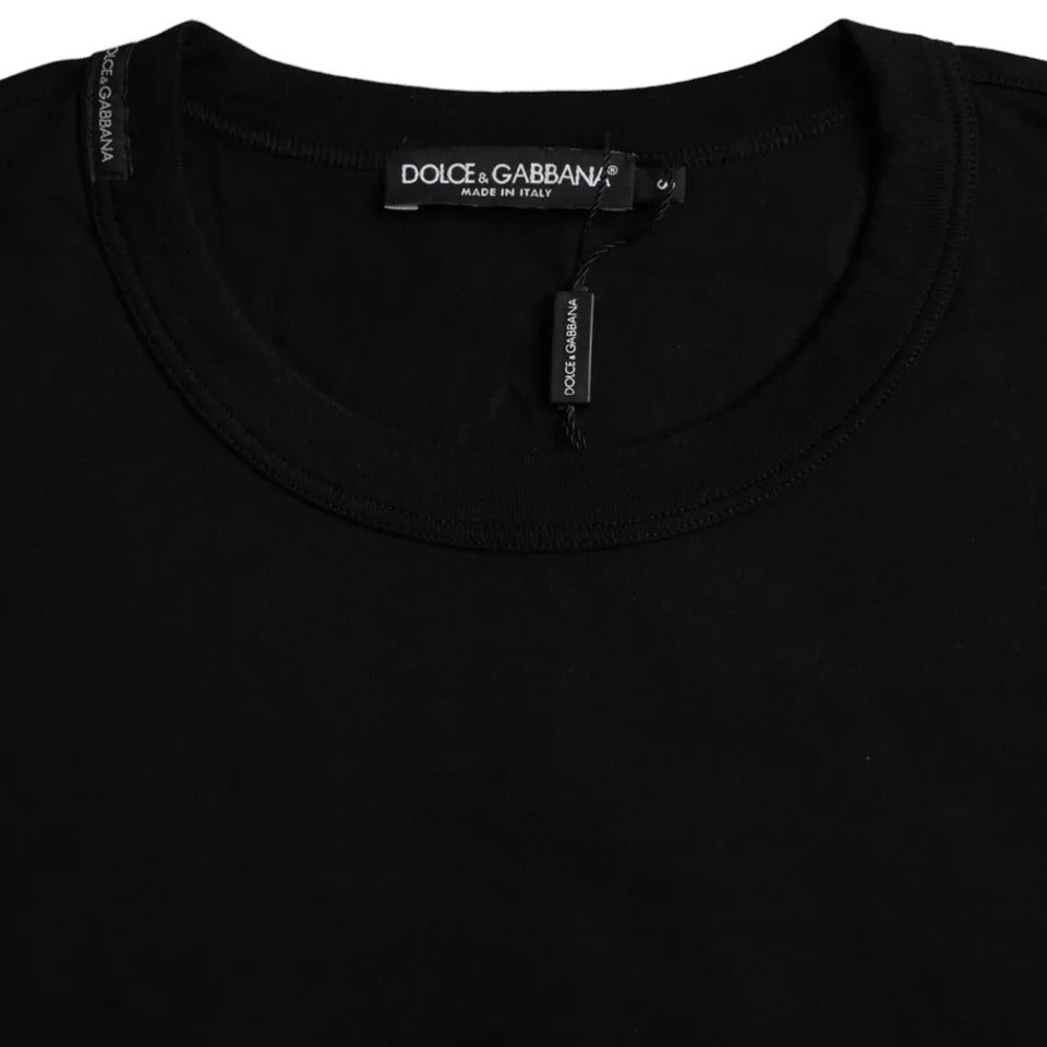 Бавовняна футболка з круглим вирізом із тисненням чорного логотипу Dolce &amp; Gabbana