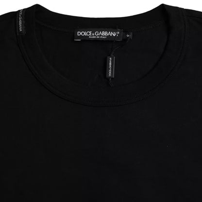 Бавовняна футболка з круглим вирізом із тисненням чорного логотипу Dolce &amp; Gabbana