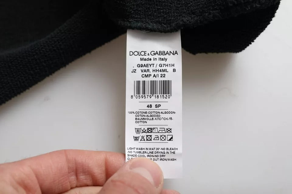 Чорна бавовняна укорочена футболка Dolce &amp; Gabbana з капюшоном і короткими рукавами