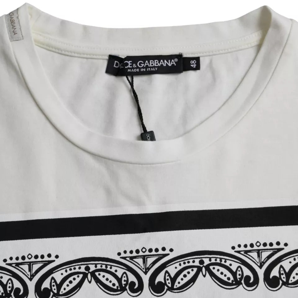 Бавовняна чоловіча футболка Dolce &amp; Gabbana з короткими рукавами та принтом із білою банданою