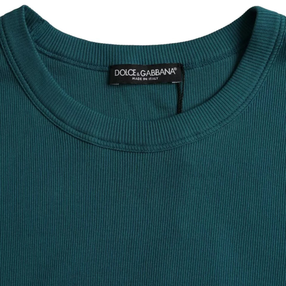 Синьо-зелена бавовняна футболка Dolce &amp; Gabbana з круглим вирізом і короткими рукавами