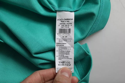 Бавовняна футболка Dolce &amp; Gabbana із зеленим логотипом і круглим вирізом
