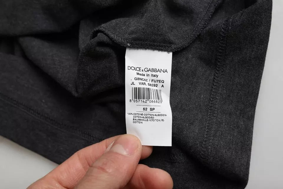 Чорна бавовняна футболка Dolce &amp; Gabbana з круглим вирізом і короткими рукавами