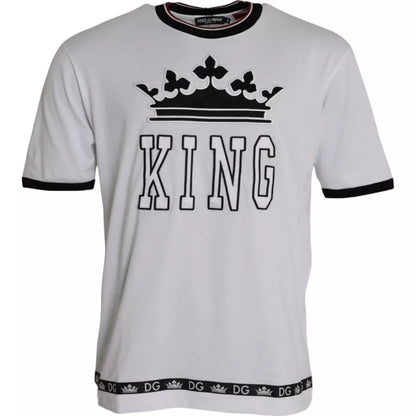 Бавовняна чоловіча футболка з круглим вирізом Dolce &amp; Gabbana White Crown King