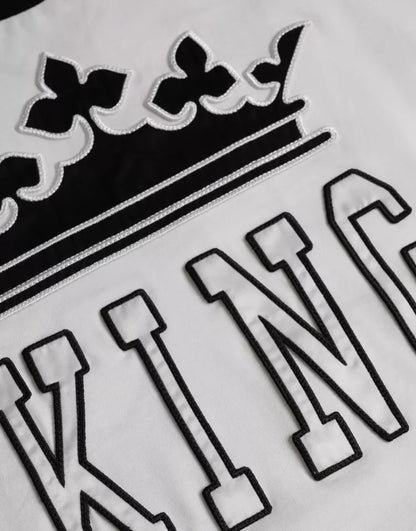Бавовняна чоловіча футболка з круглим вирізом Dolce &amp; Gabbana White Crown King