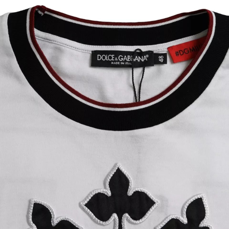 Бавовняна чоловіча футболка з круглим вирізом Dolce &amp; Gabbana White Crown King