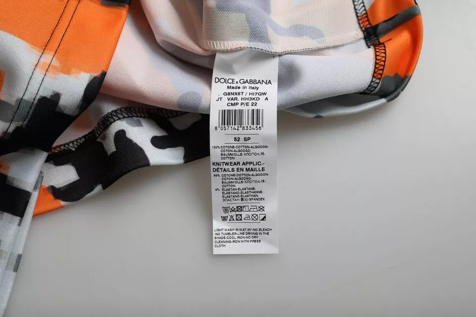Чоловіча футболка Dolce &amp; Gabbana з багатобарвним камуфляжним бавовняним круглим вирізом
