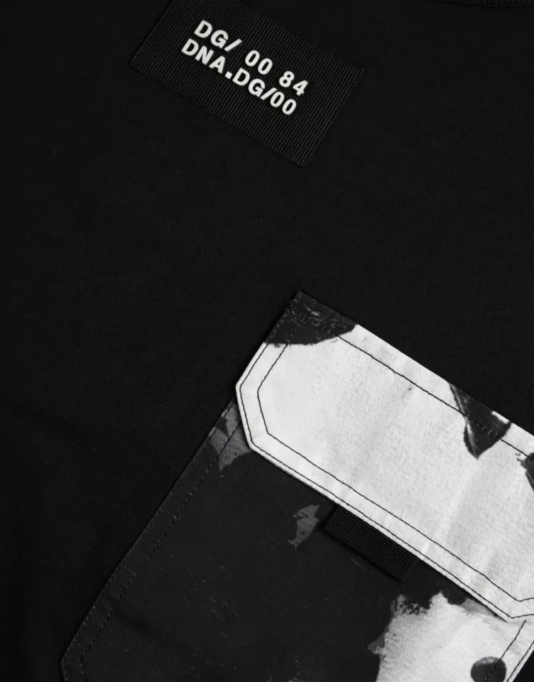 Чорна бавовняна чоловіча футболка Dolce &amp; Gabbana з кишенями і короткими рукавами