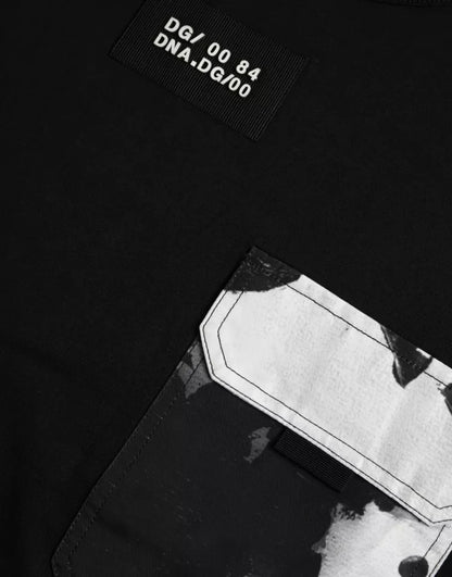 Чорна бавовняна чоловіча футболка Dolce &amp; Gabbana з кишенями і короткими рукавами