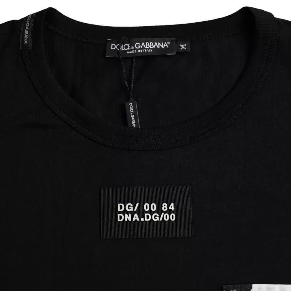 Чорна бавовняна чоловіча футболка Dolce &amp; Gabbana з кишенями і короткими рукавами