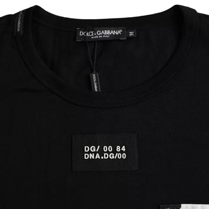 Чорна бавовняна чоловіча футболка Dolce &amp; Gabbana з кишенями і короткими рукавами