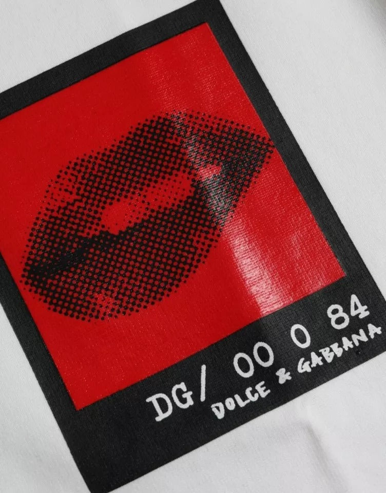 Бавовняна чоловіча футболка Dolce &amp; Gabbana White Red Lips Print