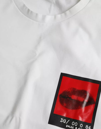 Бавовняна чоловіча футболка Dolce &amp; Gabbana White Red Lips Print