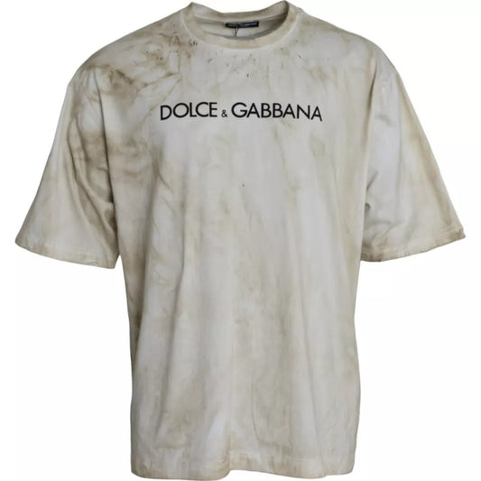 Бавовняна футболка з круглим вирізом із логотипом Dolce &amp; Gabbana Off White