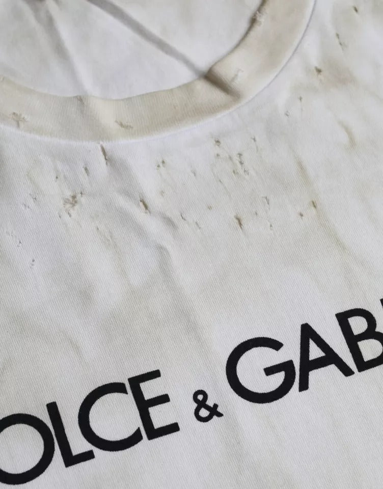 Бавовняна футболка з круглим вирізом із логотипом Dolce &amp; Gabbana Off White