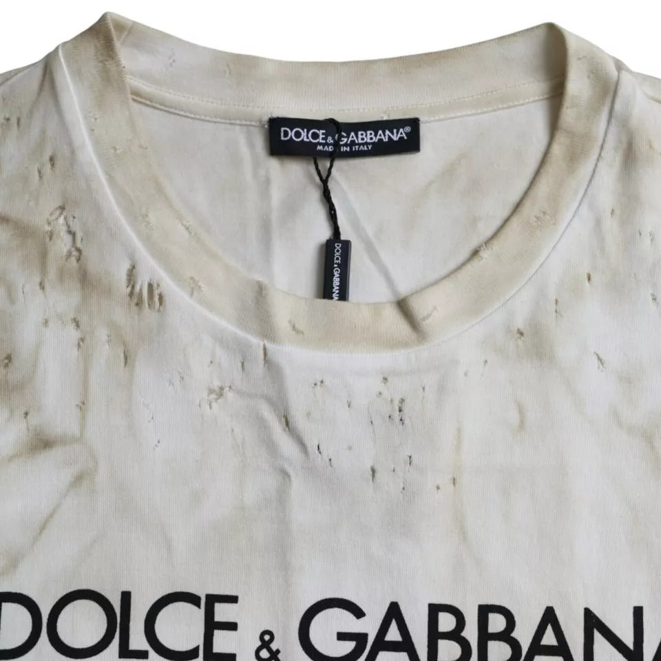 Бавовняна футболка з круглим вирізом із логотипом Dolce &amp; Gabbana Off White