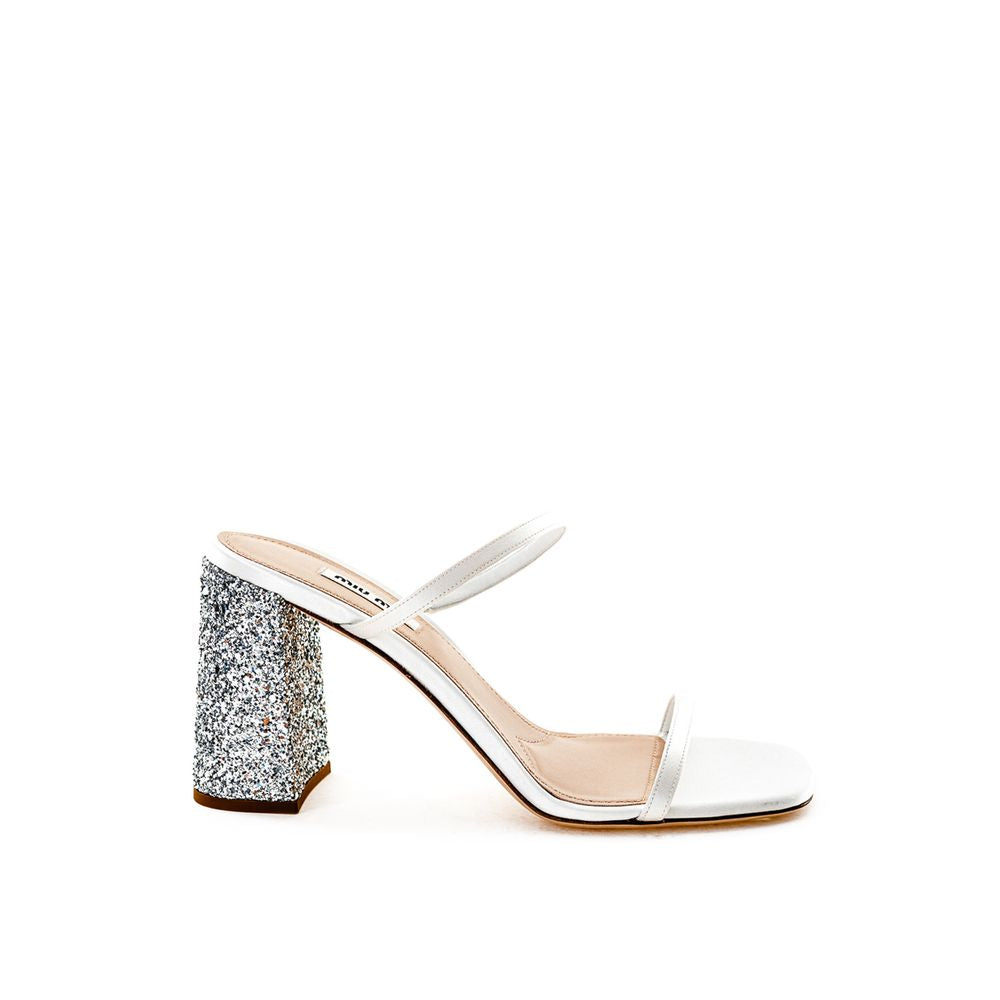 Білі шовкові босоніжки Miu Miu