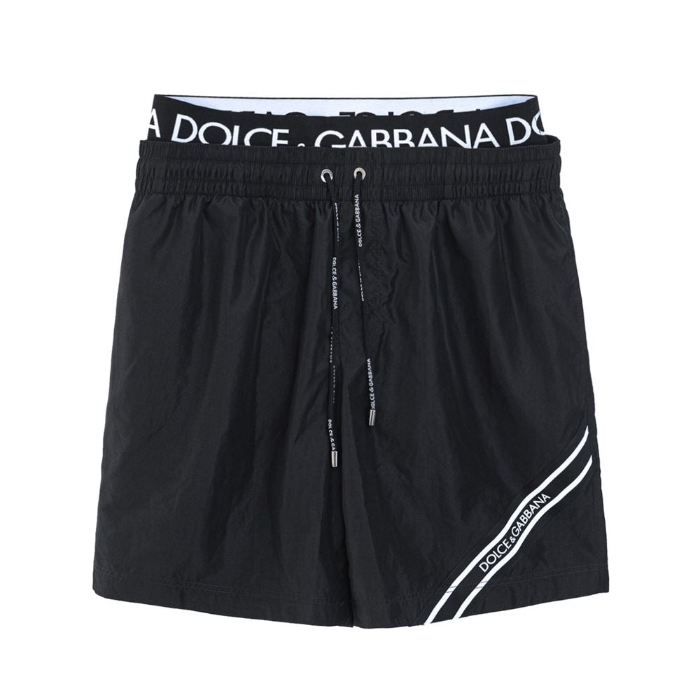 Чорний поліестеровий купальник Dolce &amp; Gabbana