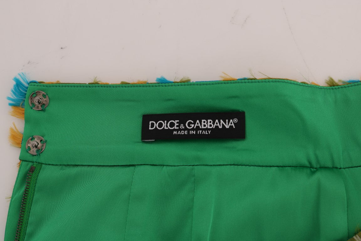 Елегантна зелена жакардова спідниця з високою талією Dolce &amp; Gabbana