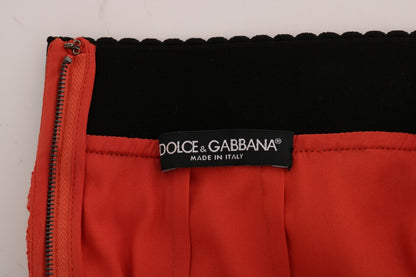 Помаранчева мереживна спідниця-олівець з макраме Dolce &amp; Gabbana