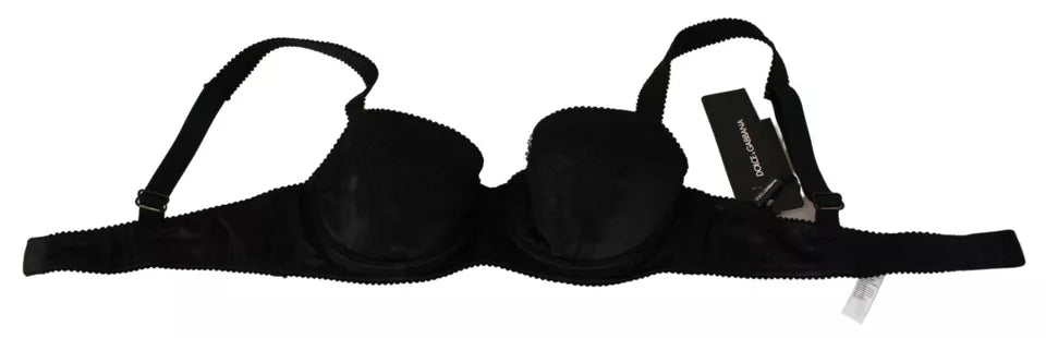 Нижня білизна Dolce &amp; Gabbana Black Silk Lace Balconcino Bra