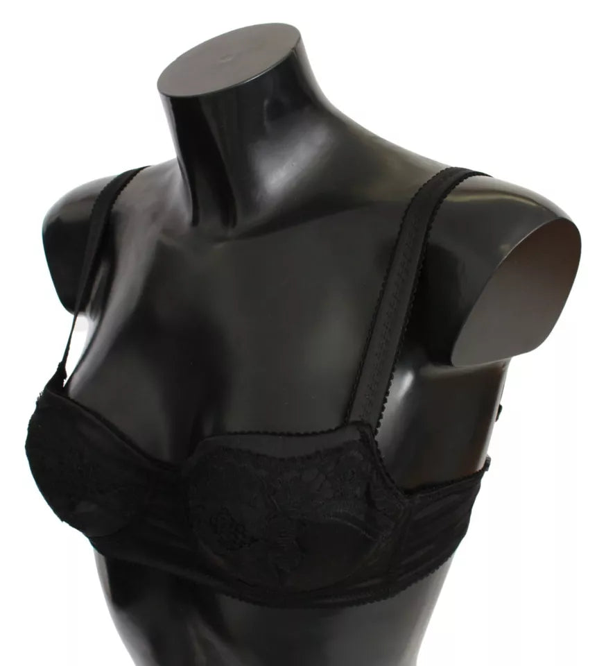 Нижня білизна Dolce &amp; Gabbana Black Silk Lace Balconcino Bra