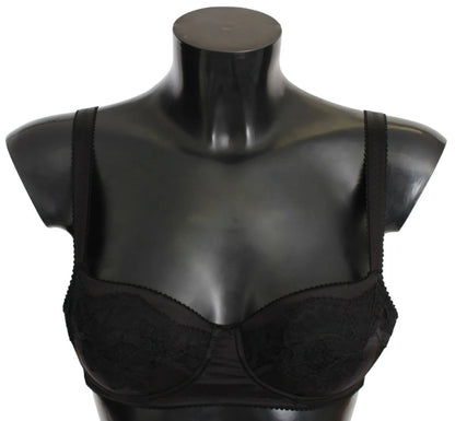 Нижня білизна Dolce &amp; Gabbana Black Silk Lace Balconcino Bra