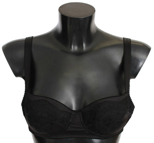 Нижня білизна Dolce &amp; Gabbana Black Silk Lace Balconcino Bra