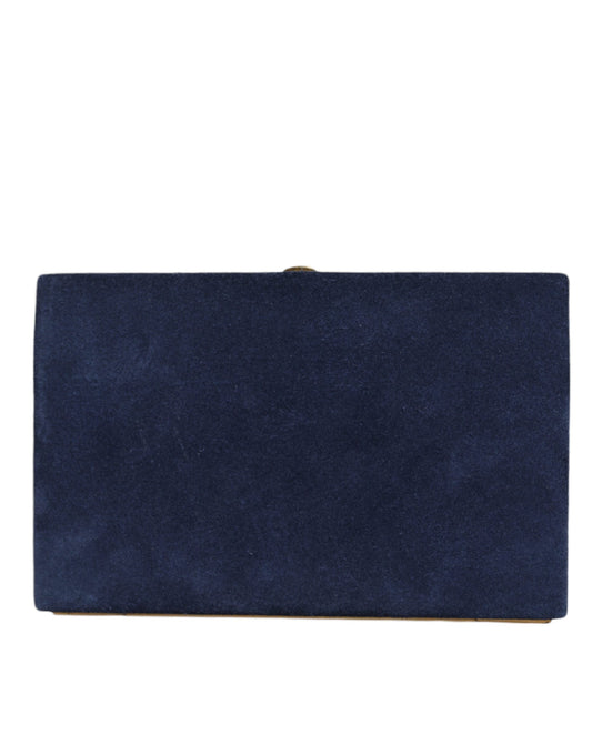 Вечірня сумочка-гаманець Dolce &amp; Gabbana Blue Suede Gold Frame Clutch