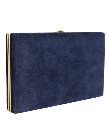 Вечірня сумочка-гаманець Dolce &amp; Gabbana Blue Suede Gold Frame Clutch