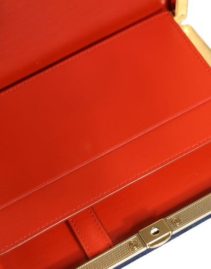 Вечірня сумочка-гаманець Dolce &amp; Gabbana Blue Suede Gold Frame Clutch