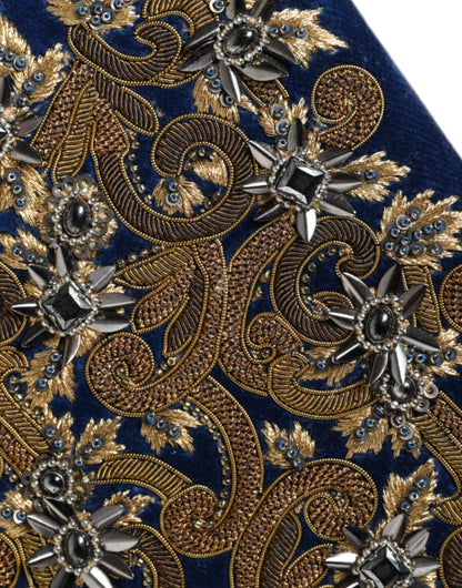 Вечірня сумочка-гаманець Dolce &amp; Gabbana із синім оксамитом і золотою рамкою
