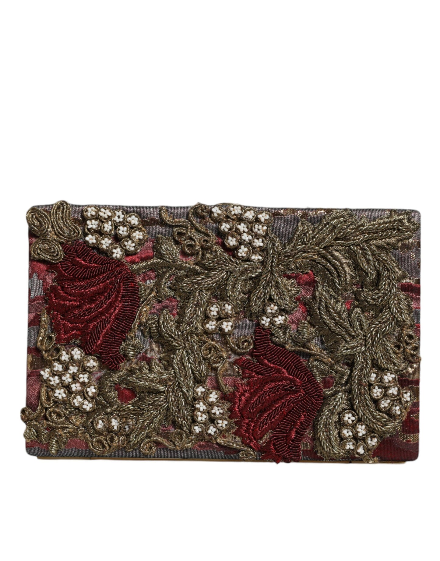 Вечірня сумочка-гаманець Dolce &amp; Gabbana з квітковим жаккардовим золотим кольором і золотою оправою