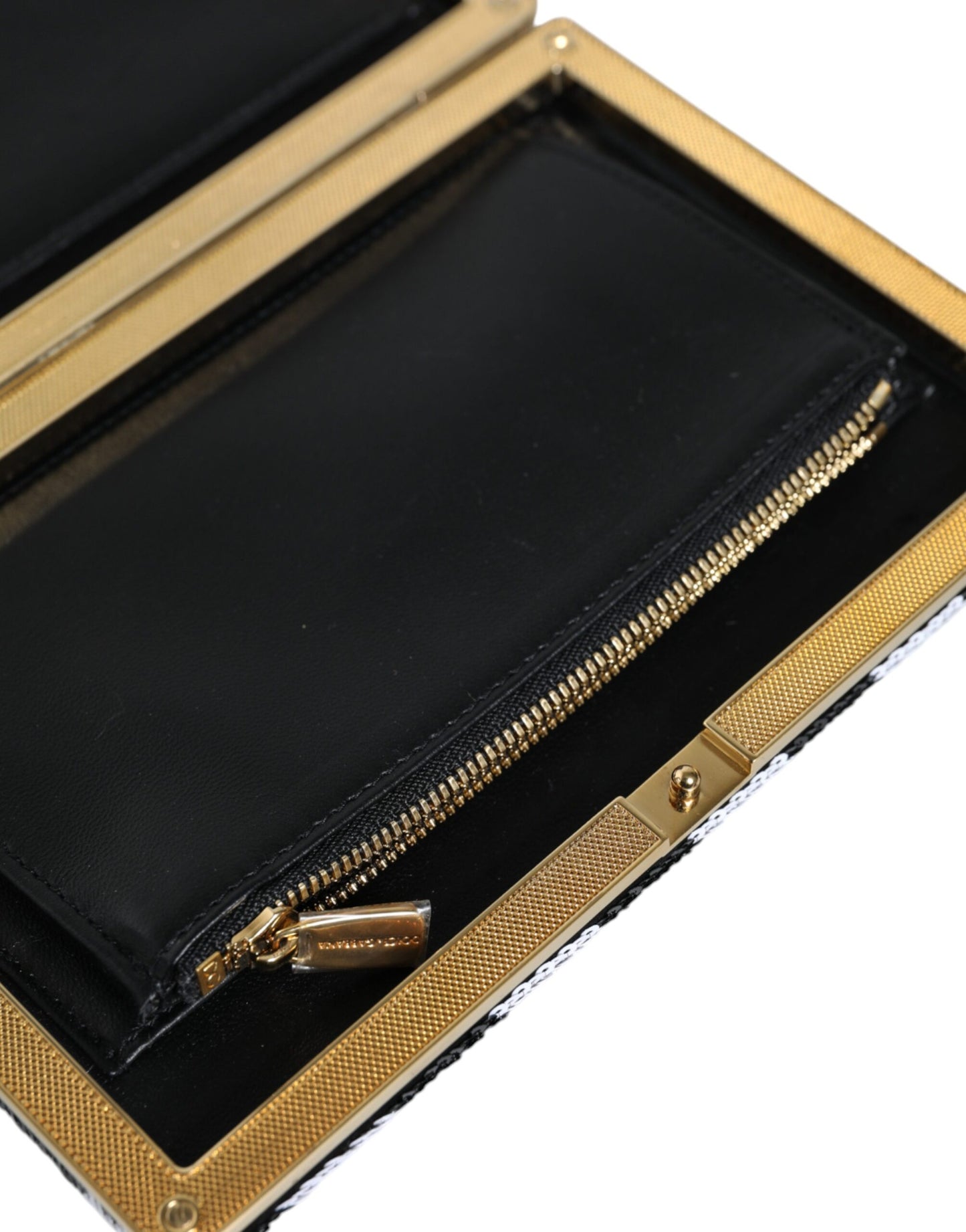 Вечірня сумка-гаманець Dolce &amp; Gabbana Black White Gold Frame