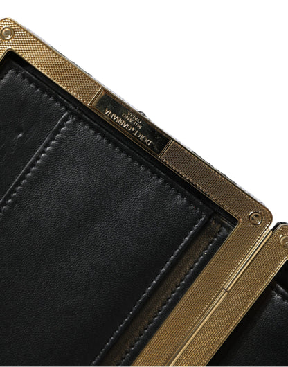 Вечірня сумка-гаманець Dolce &amp; Gabbana Black White Gold Frame
