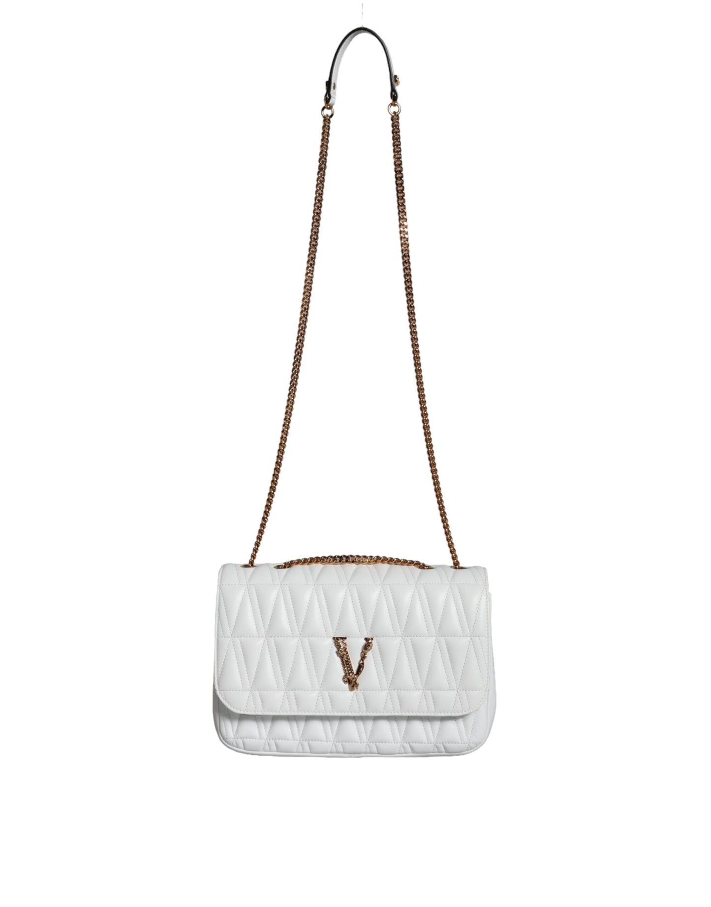 Біла шкіряна сумка Versace Mini Nappa через плече