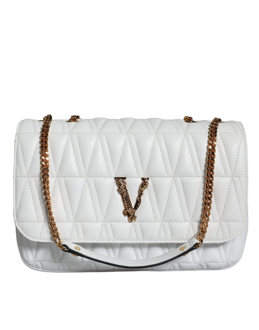Біла шкіряна сумка Versace Mini Nappa через плече