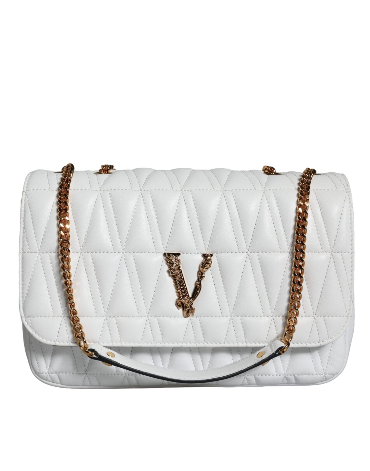Біла шкіряна сумка Versace Mini Nappa через плече
