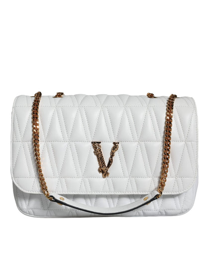Біла шкіряна сумка Versace Mini Nappa через плече