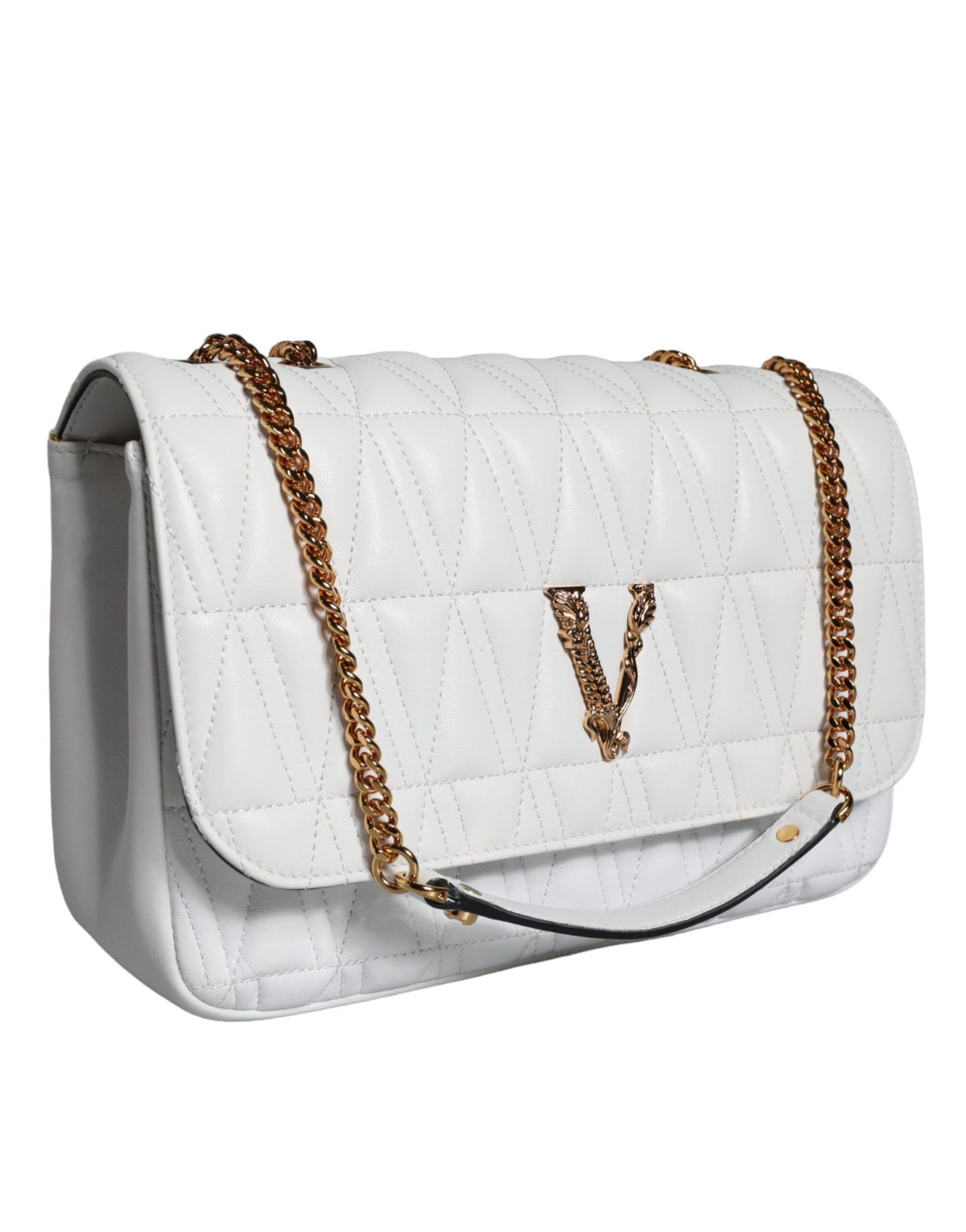 Біла шкіряна сумка Versace Mini Nappa через плече