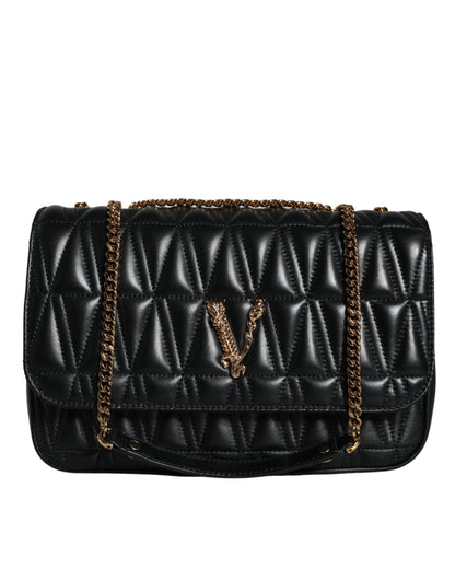 Чорна шкіряна сумка Versace Mini Nappa через плече