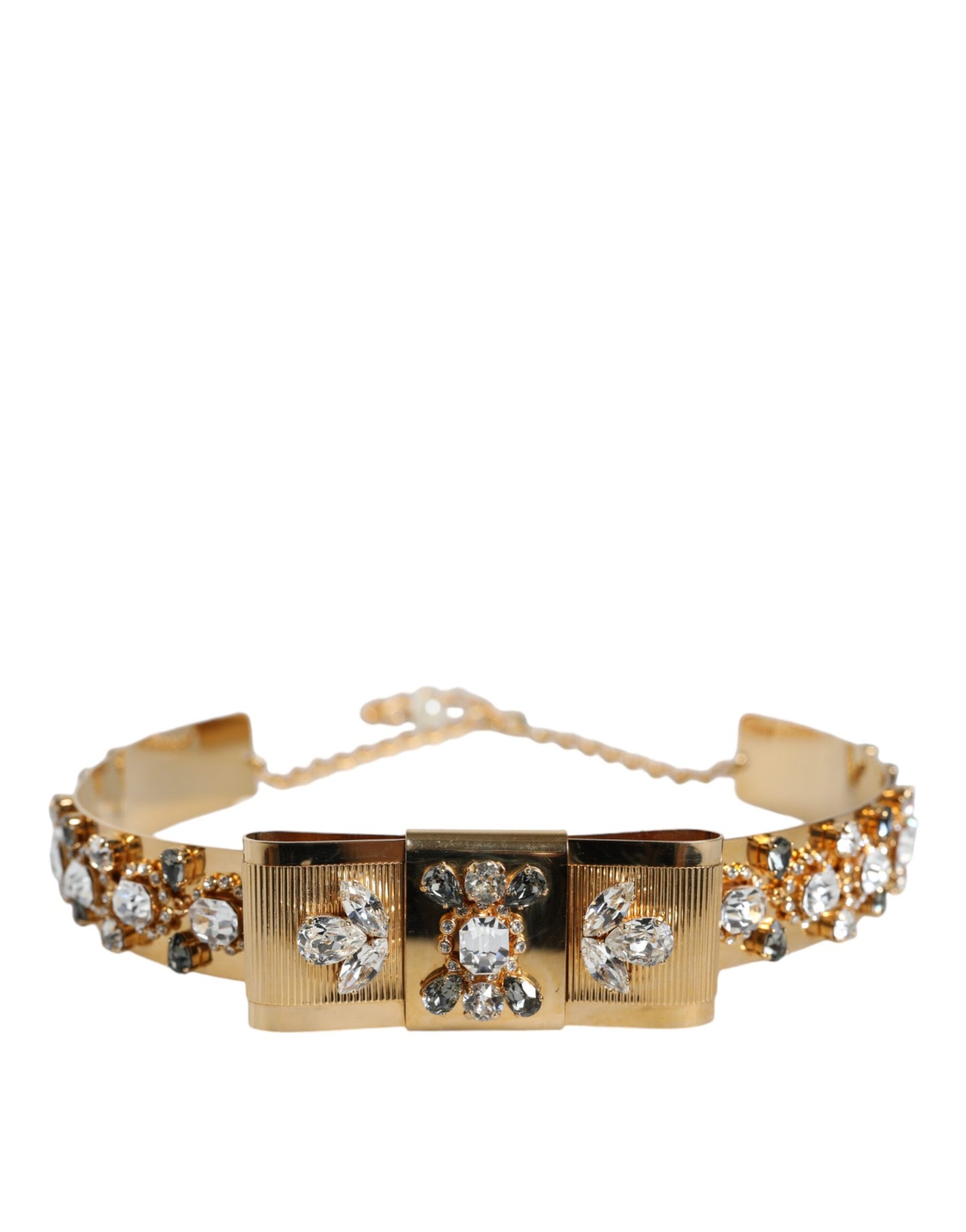 Жіночий поясний ремінь із ланцюжком на талії Dolce &amp; Gabbana із кришталевими прикрасами золотого кольору